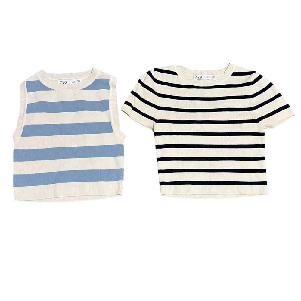 ZARA Bundle of 2 Striped Knit Tops Women's Size Small Preowned